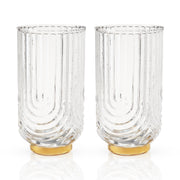 Art Deco Ribbed Crystal Highball Set