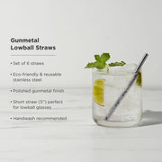 Gunmetal Stainless Steel Cocktail Straws