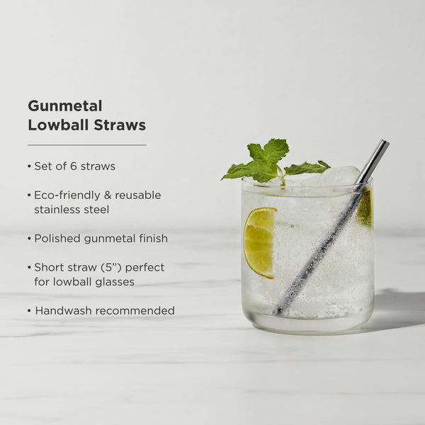 Gunmetal Stainless Steel Cocktail Straws