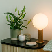Walnut Knuckle Table Lamp with Sphere IV LED Bulb