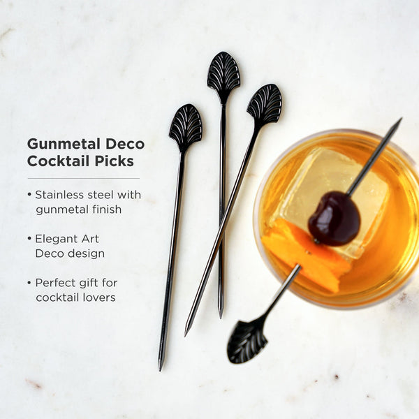Gunmetal Art Deco Cocktail Picks