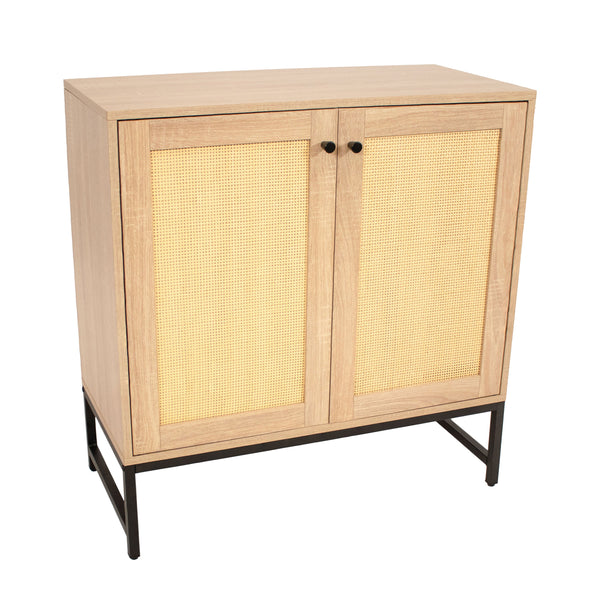Rattan-Look Two-Door Sideboard Storage Cabinet