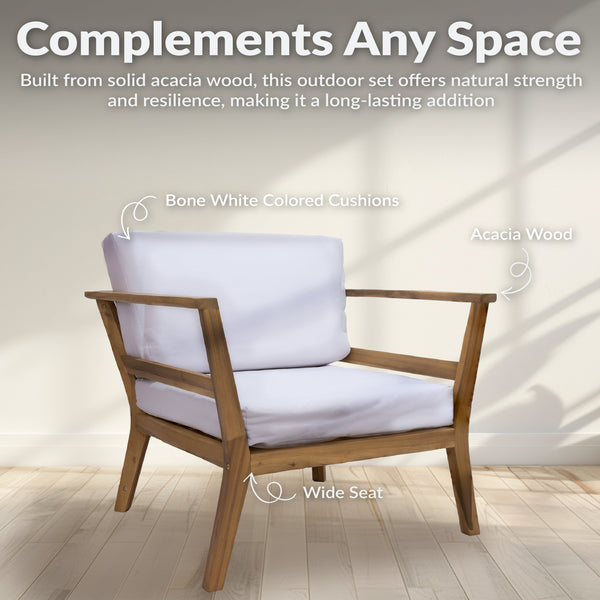 Acacia Wood Outdoor Conversation Set