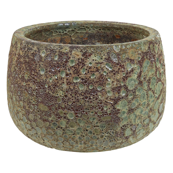 Lava-Glaze Ceramic Round Planter