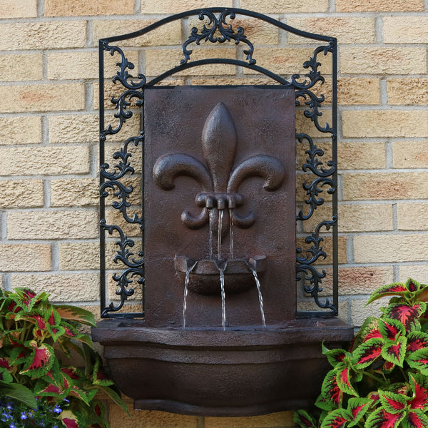 Fleur-de-Lis Scrollwork Outdoor Wall Fountain