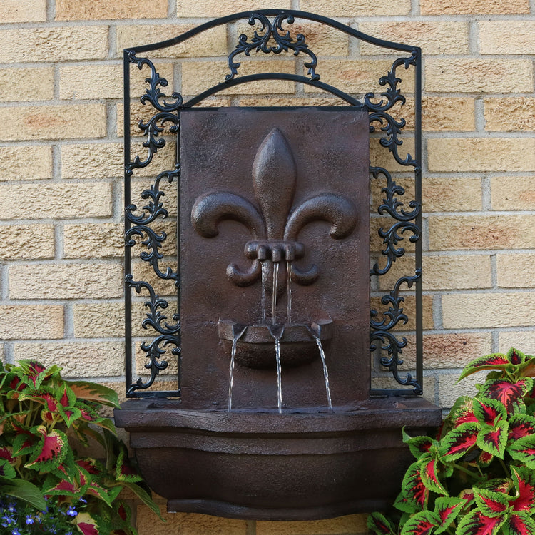 Fleur-de-Lis Scrollwork Outdoor Wall Fountain