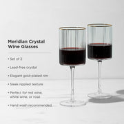 Ribbed Crystal Gold-Rim Wine Glasses