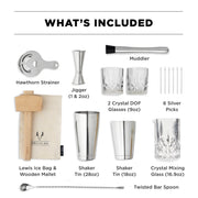Crystal and Steel Cocktail Barware Set