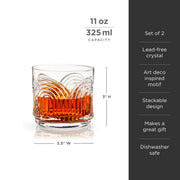 Art Deco Crystal Lowball Tumbler Set