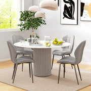 Grid-Tufted Upholstered Dining Chair Set — scale reference and proportion detail