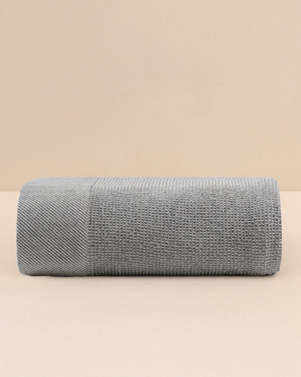 Waffle-Weave Wool Throw — Grey – throws & blankets (view 4) | Roost & Roam