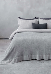 Waffle-Weave Wool Throw — Grey – throws & blankets (view 2) | Roost & Roam