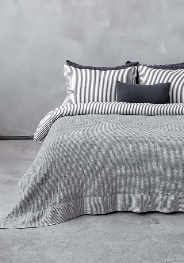 Waffle-Weave Wool Throw — Grey – throws & blankets (view 2) | Roost & Roam