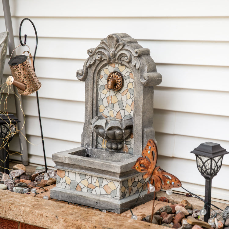 Mosaic Polyresin Outdoor Wall Fountain