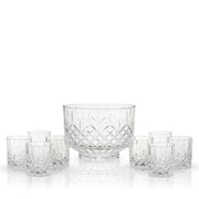 Diamond-Cut Crystal Punch Bowl Set