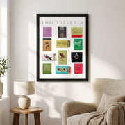 Philadelphia Matchbook Collection Framed Print hung in a curated gallery wall arrangement