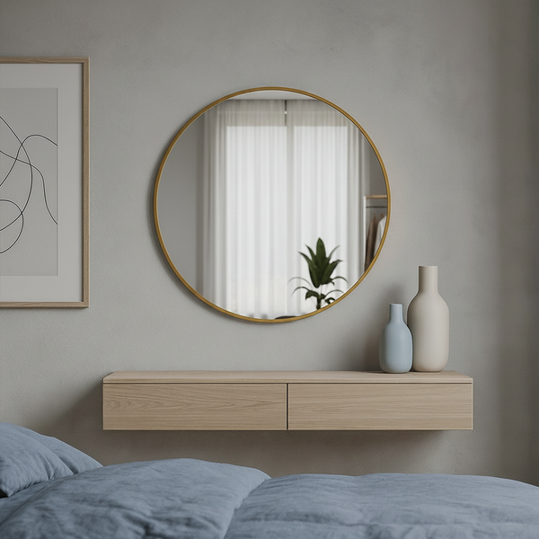Slim Frame Round Wall Mirror