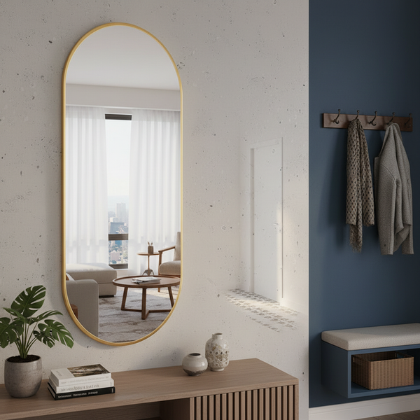 Slim-Frame Oval Wall Mirror