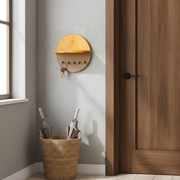 Wood-Grain Wall Key Holder with Shelf