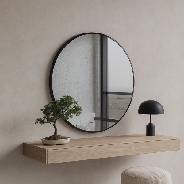 Slim Frame Round Wall Mirror