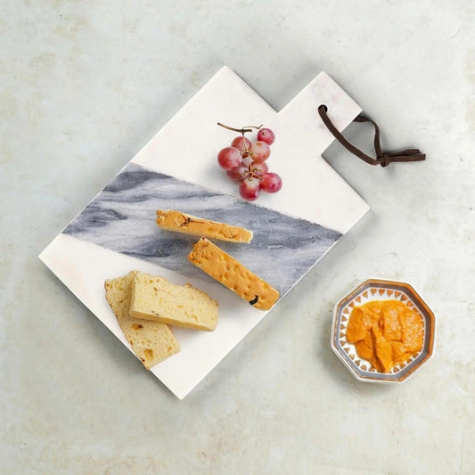 White and Gray Marble Paddle Serving Board