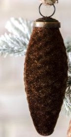Flocked Pinecone Ornament, 2 Color Options