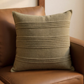 Moss Green Pintuck Linen-Blend Pillow Cover