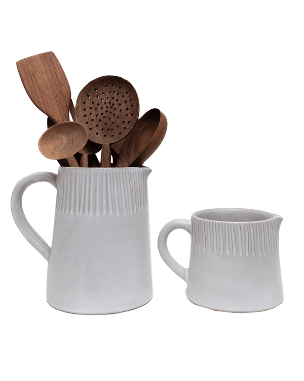 Hand-Carved Ceramic Serving Pitcher