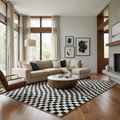 Black & Ivory Checkered Plush Rug