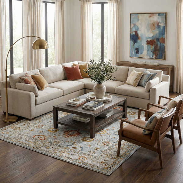 Oushak Floral Medallion Area Rug