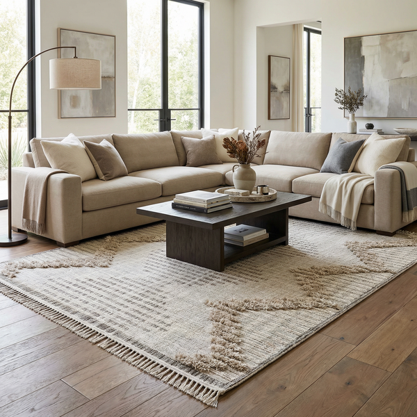 High-Low Texture Fringe Area Rug