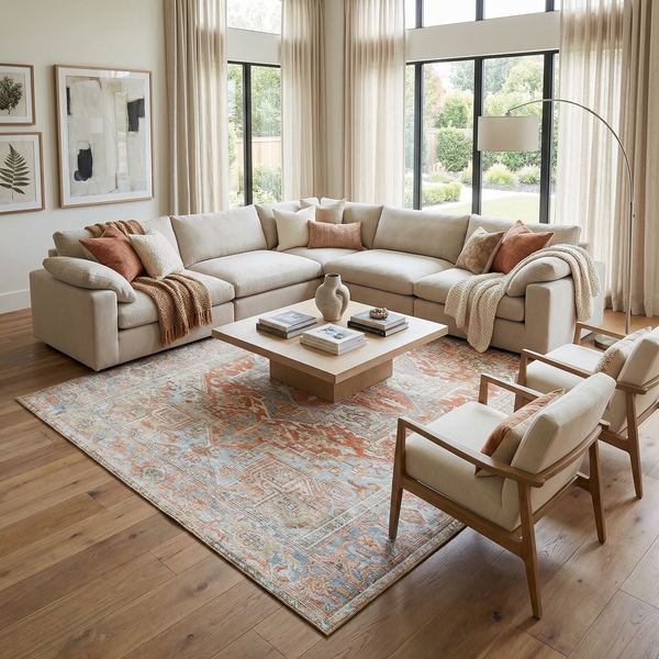 Vintage-Style Washable Area Rug