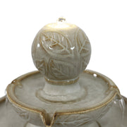 Two-Tier Leaf-Etched Ceramic Fountain