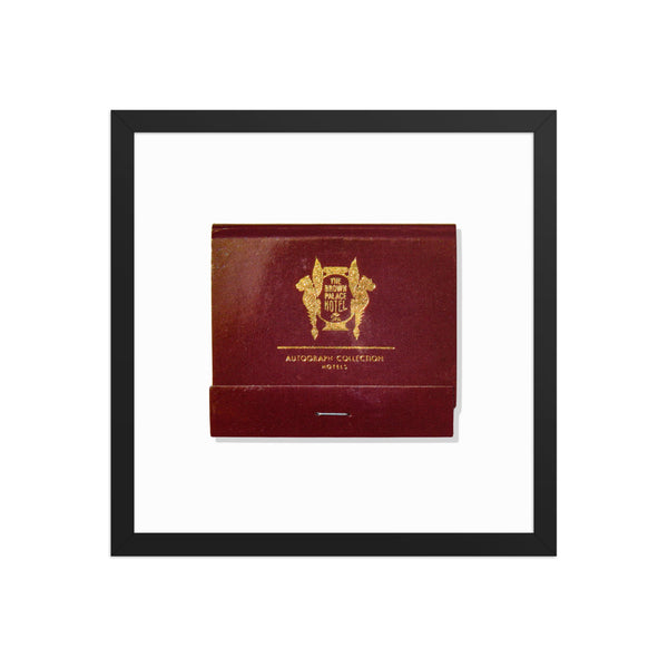Close-up of glass clarity and rim detail — Vintage Matchbook Hotel Framed Print
