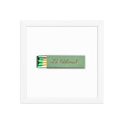 Matchbox Still Life Framed Print — close-up of label and production detail