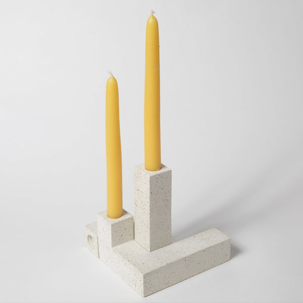 Terrazzo-Finish Concrete Candlestick Holder Set