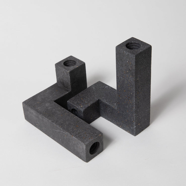 Black Terrazzo Candlestick Holder Set
