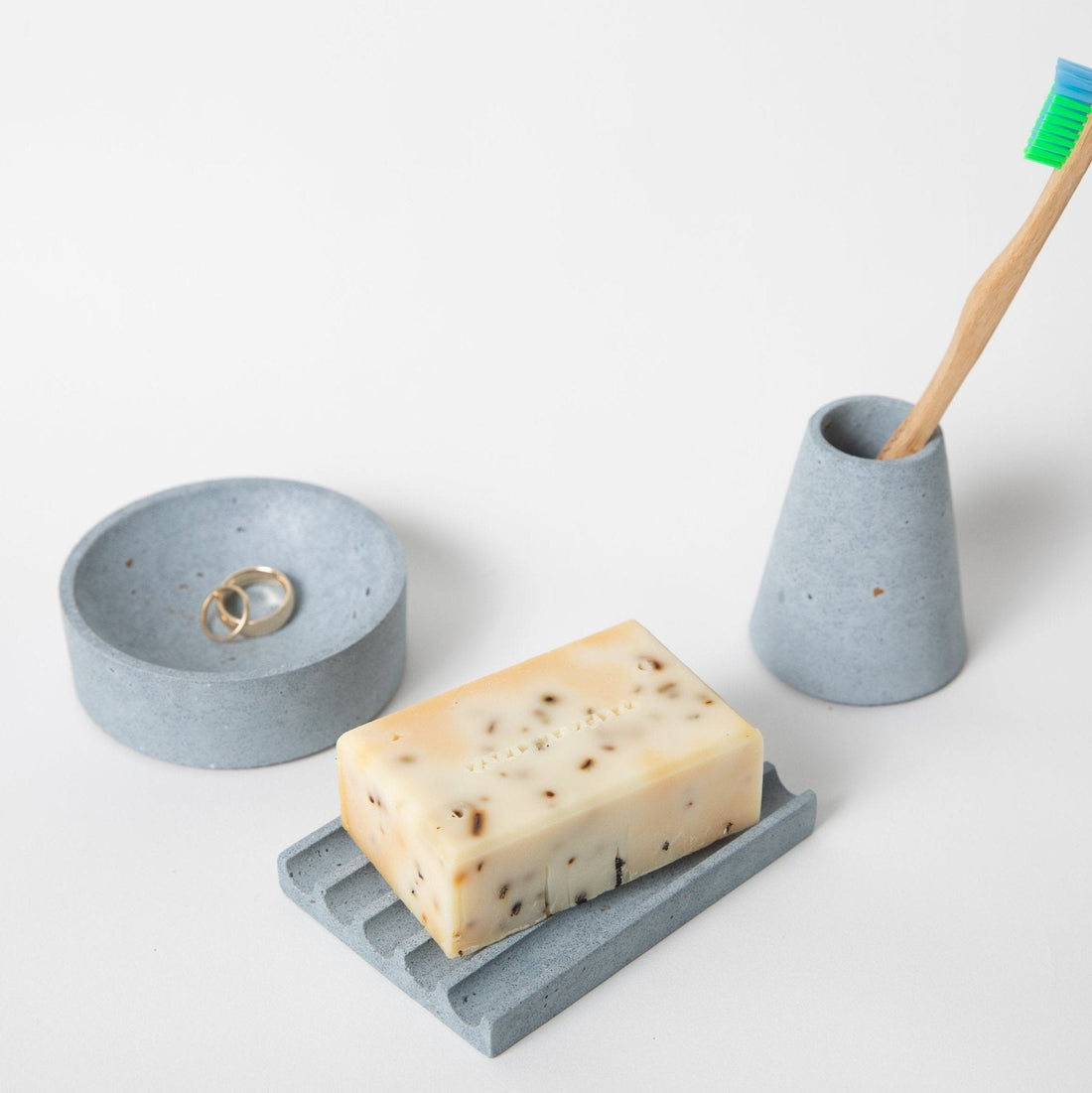 Light Blue Terrazzo Handmade Concrete Catch-All Dish, 4 in