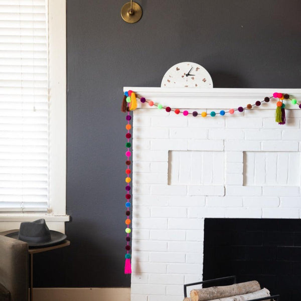 Terrazzo Concrete Arch Mantle Clock in a styled room setting