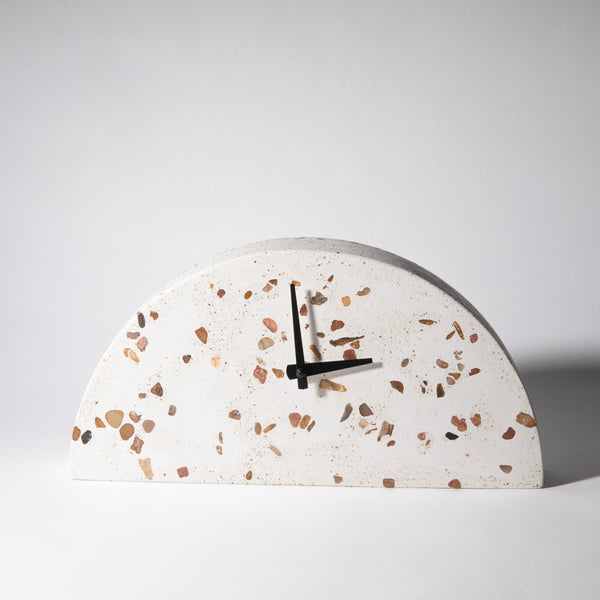 Terrazzo Concrete Arch Mantle Clock