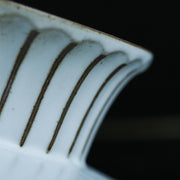 Close-up of hand-thrown stoneware glaze and texture detail — Ridged Ceramic Footed Cake Stand