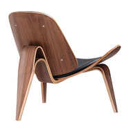 Vegan Leather Shell Lounge Chair — close-up of label and production detail