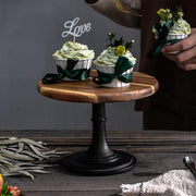 Dark Wood-Grain Pedestal Cake Stand — alternate view or variant option
