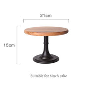 Dark Wood-Grain Pedestal Cake Stand