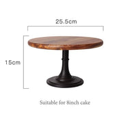 Dark Wood-Grain Pedestal Cake Stand