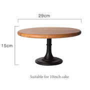 Dark Wood-Grain Pedestal Cake Stand