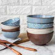 Under-Glazed Porcelain Serving Bowl styled on a kitchen counter with produce