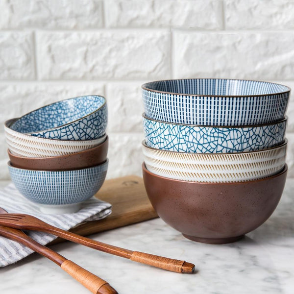 Under-Glazed Porcelain Serving Bowl styled on a kitchen counter with produce