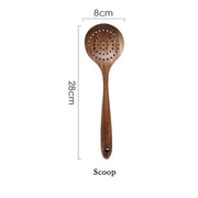 Teak Wood Cooking Utensil Set — alternate angle showing full form