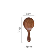 Teak Wood Cooking Utensil Set — close-up of label and production detail